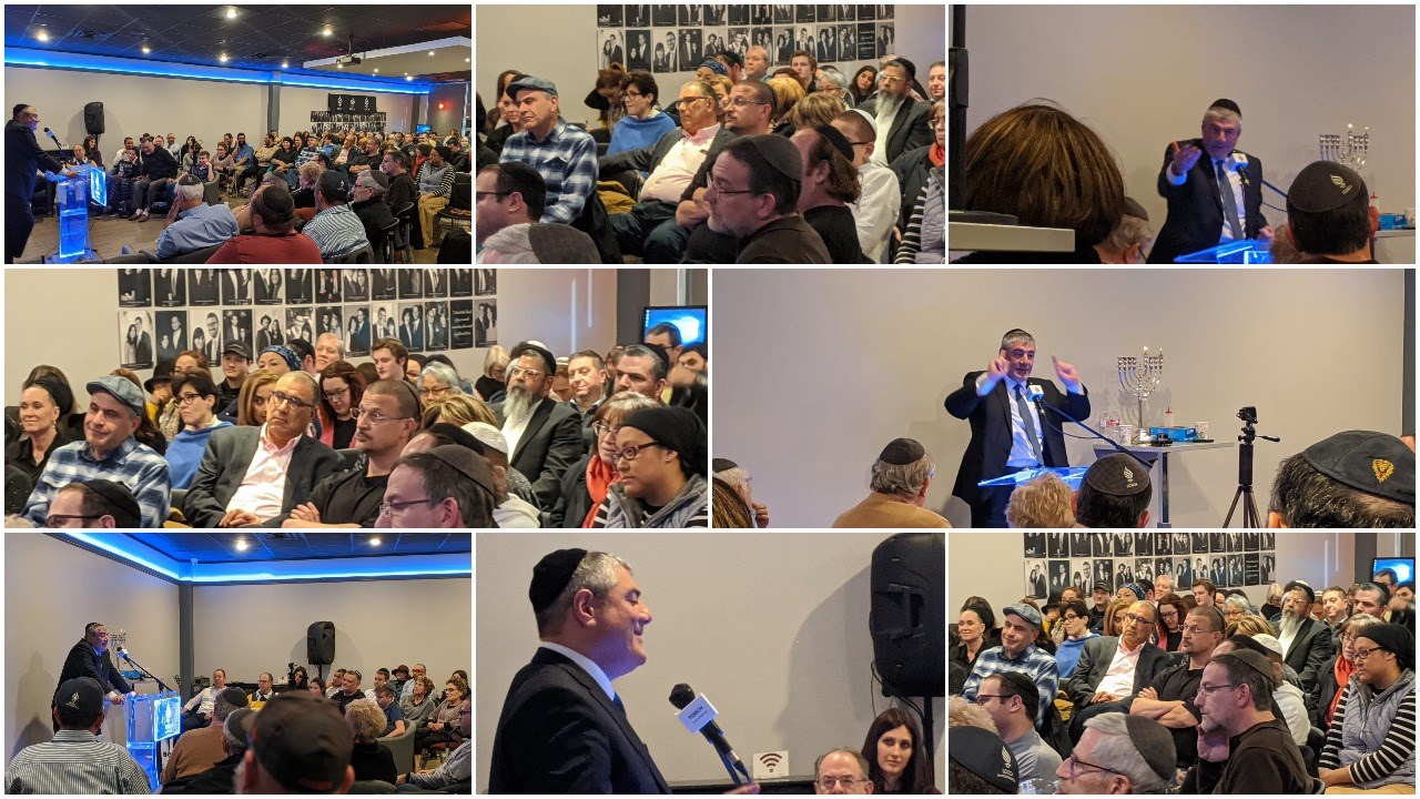 Rabbi Mizrachi speaking during a live lecture